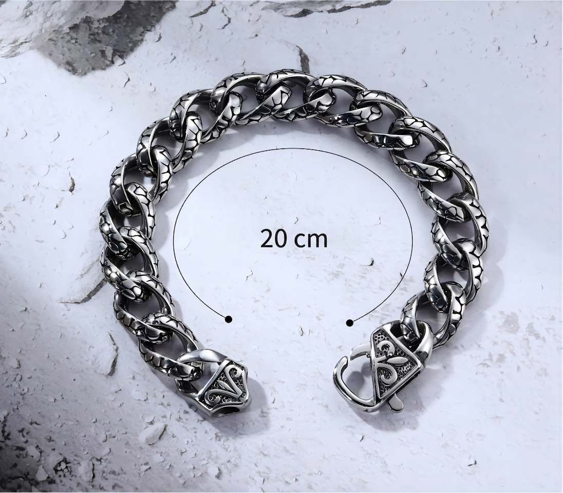 Mens Heavy Cuban Statement Bracelet with Measurements