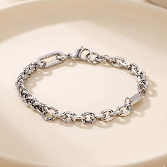 Front View of Mens Mixed Link Bracelet