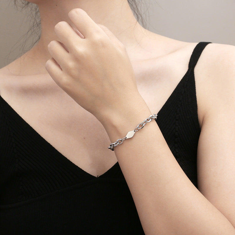 Women Wearing Mens Mixed Link Bracelet