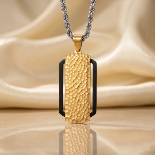 Front View of Mens Two-Tone Dog Tag Necklace