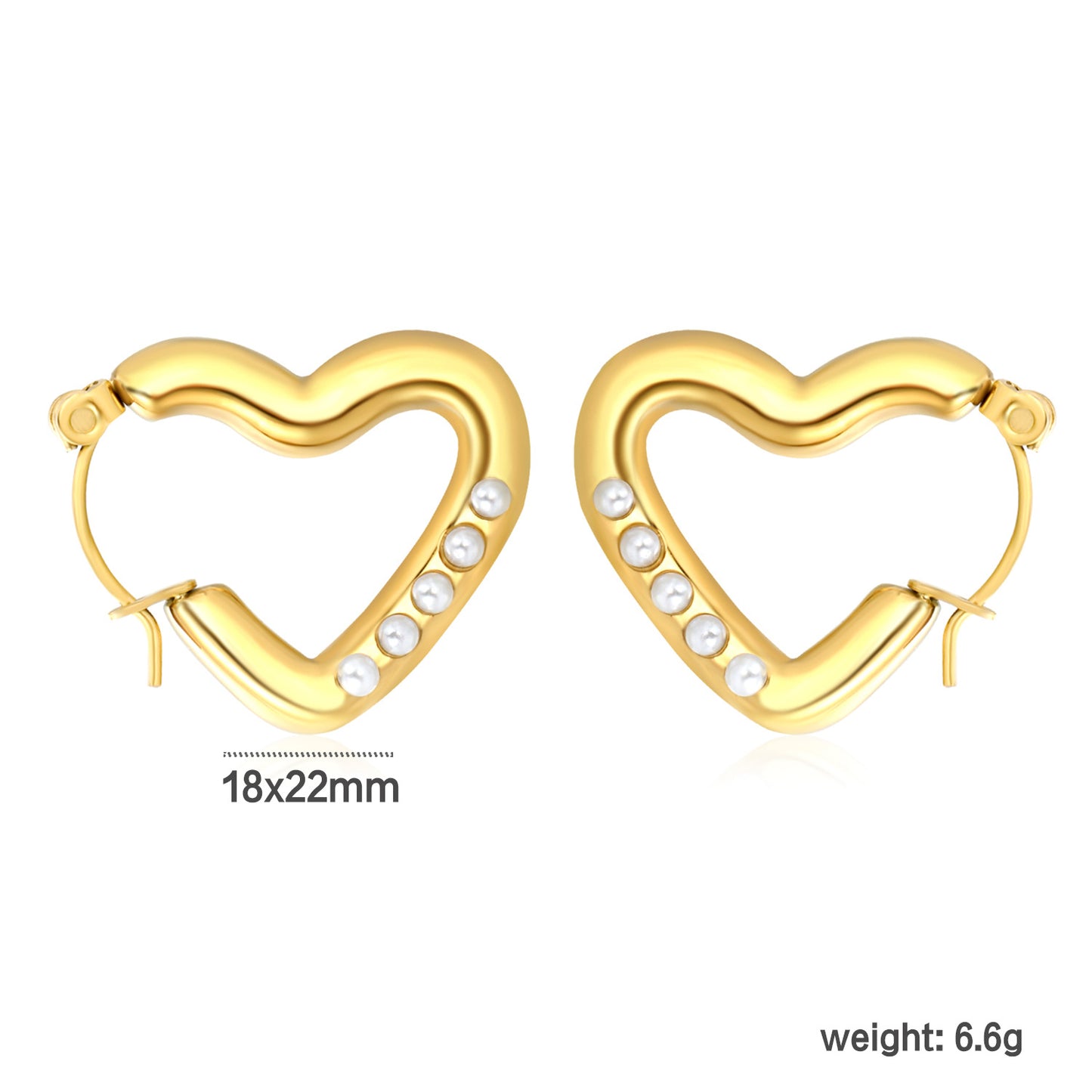 Open Heart Stud Earrings with Measurement