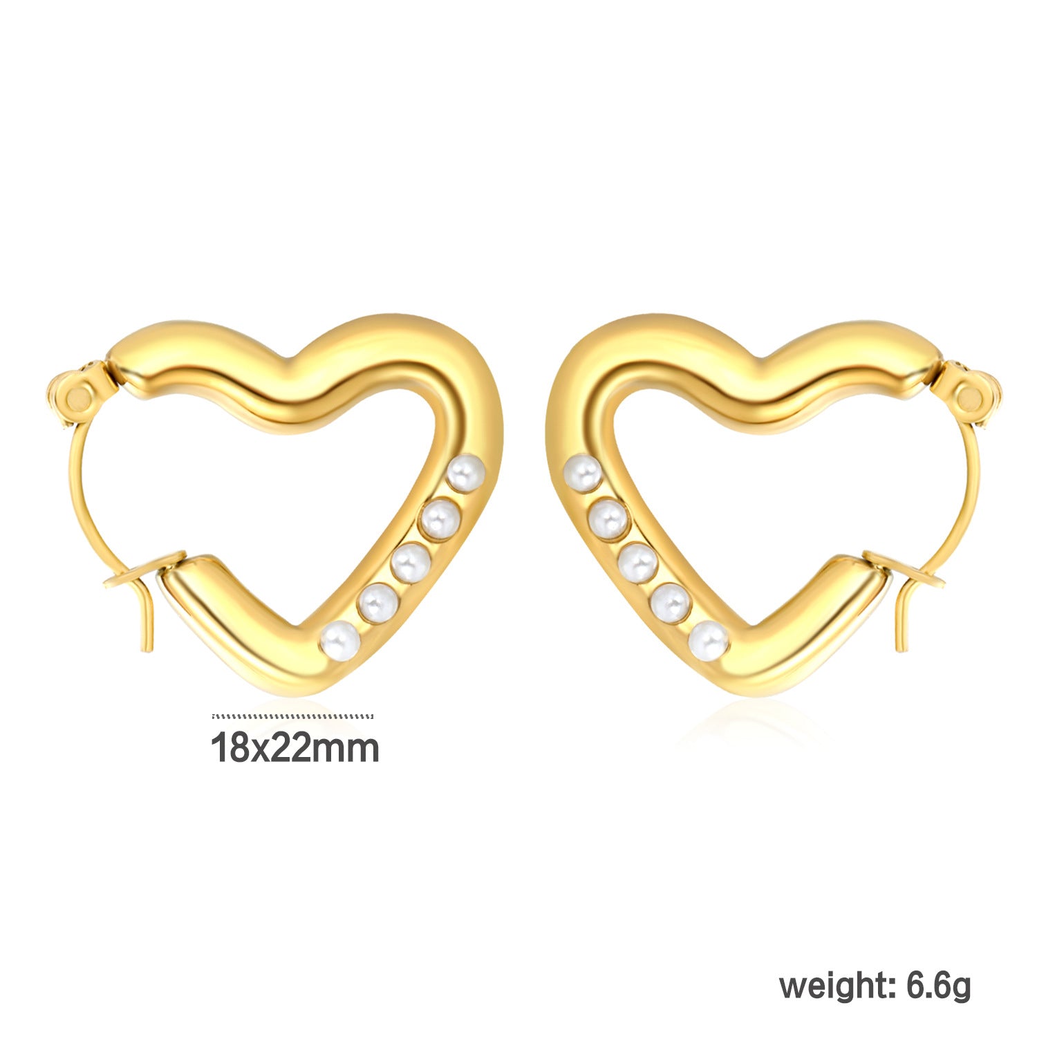 Open Heart Stud Earrings with Measurement