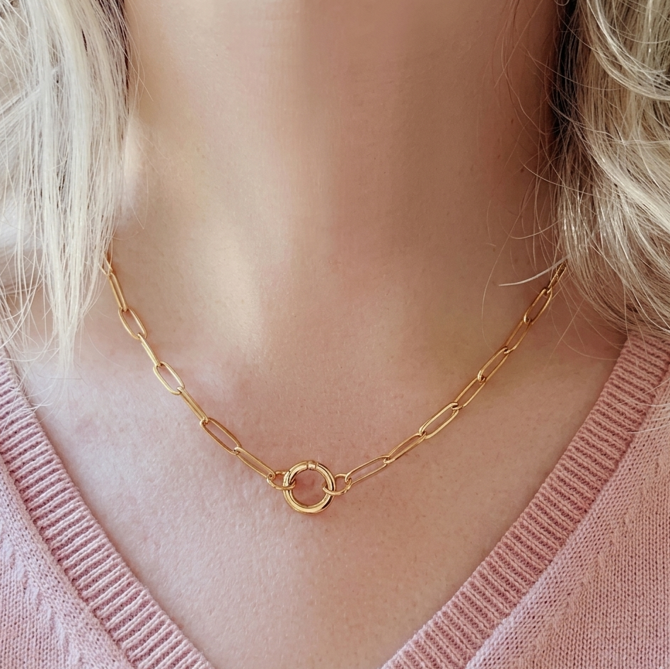 Women Wearing the Paperclip Toggle Chain Necklace