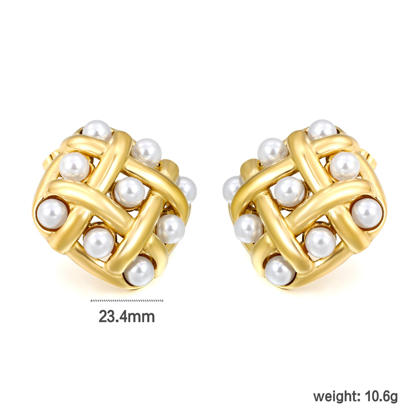 Pearl Lattice Statement Studs with measurement