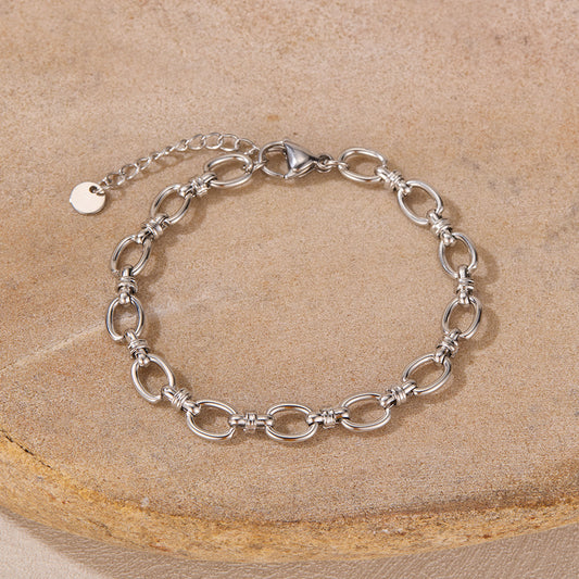 Front View Of Silver Mixed Link Bracelet by Evoke Jewellery