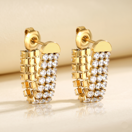 Front View Zircon Tassel Drop Earrings by Evoke Jewellery